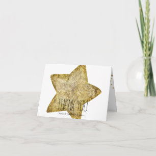 Cartão De Agradecimento Estrela Glamourosa de Ouro Obrigada