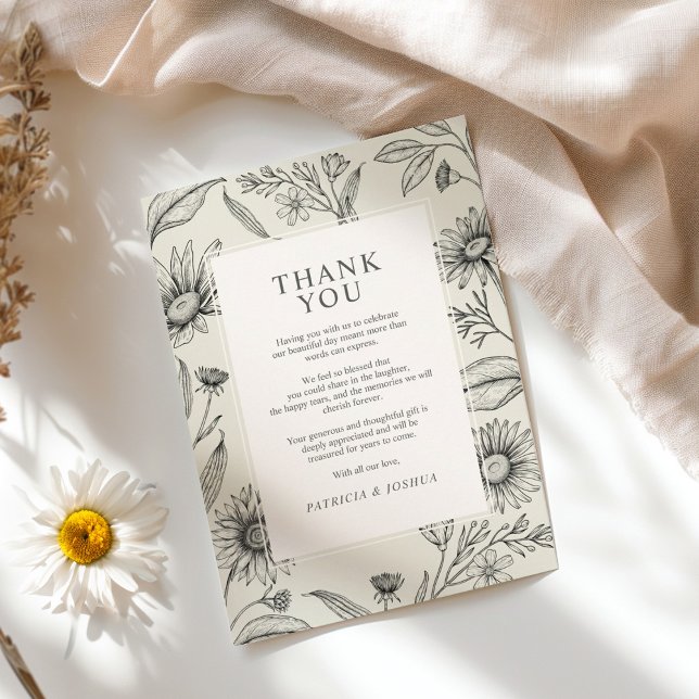 Cartão De Agradecimento Eterno Daisy Wildflower Wedding (Criador carregado)