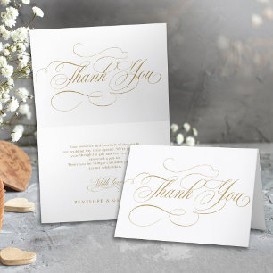 Cartão De Agradecimento Eterno de caligrafia moderna e casamento branco