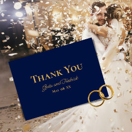 Cartão De Agradecimento Eterno Simples Marinho Minimalista Casamento Doura