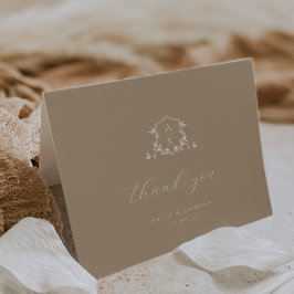 Cartão De Agradecimento Eterno Vines Monograma Crest Foto de Casamento