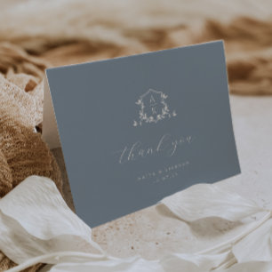 Cartão De Agradecimento Eterno Vines Monograma Crest Foto de Casamento