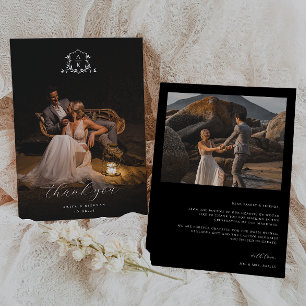 Cartão De Agradecimento Eterno Vines Monograma Crest Foto de Casamento