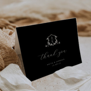 Cartão De Agradecimento Eterno Vines Monograma Crest Foto de Casamento