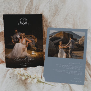 Cartão De Agradecimento Eterno Vines Monograma Crest Foto de Casamento