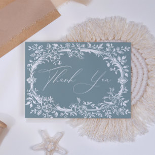 Cartão De Agradecimento Eterno Vintage Chá de fraldas Azul Floral