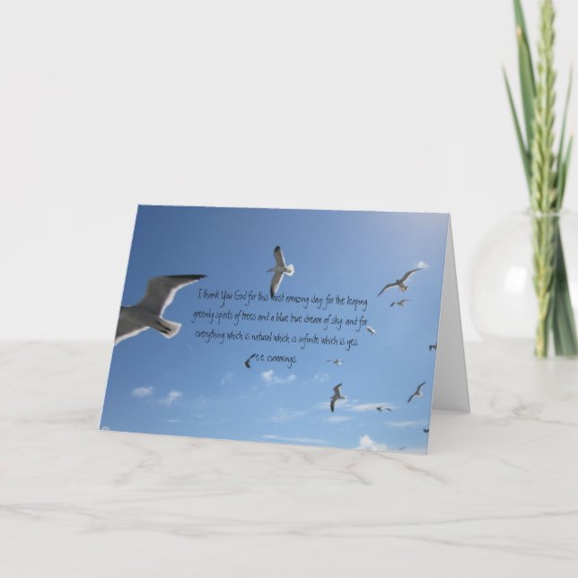 Cartão De Agradecimento Eu Agradeço-Lhe Deus... E.E. Cummings (Frente)