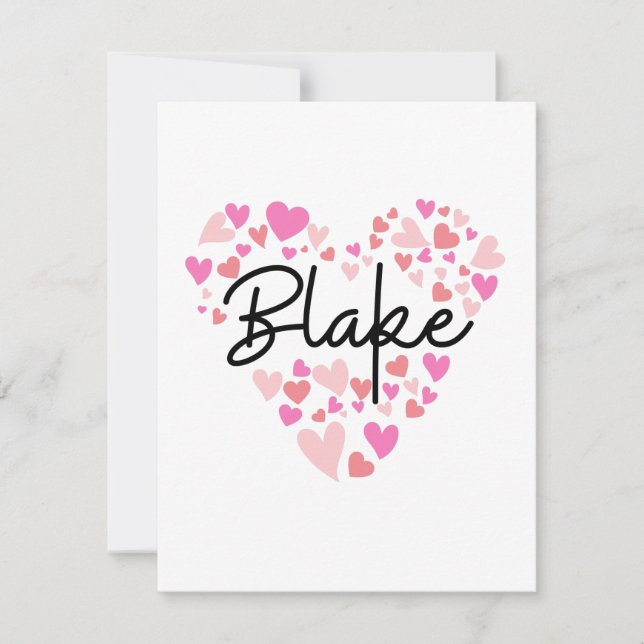 Cartão De Agradecimento Eu amo Blake - corações para Blake (Frente)