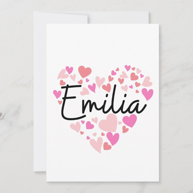 Cartão De Agradecimento Eu amo Emilia (Frente)