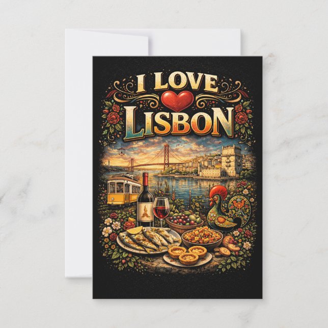 Cartão De Agradecimento Eu Amo Lisboa (Frente)
