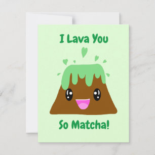 Cartão De Agradecimento Eu Amo Você Tanto Matcha Kawaii Amor de Chá Verde