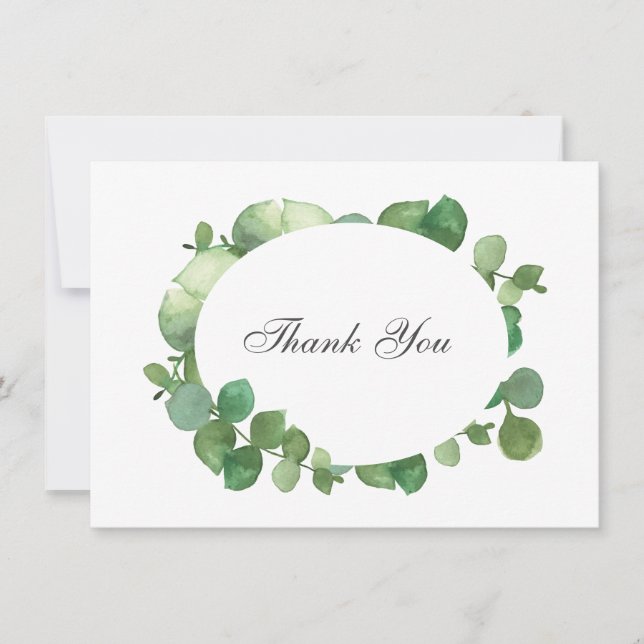 Cartão De Agradecimento Eucalipto Boho Greenery Obrigado (Frente)