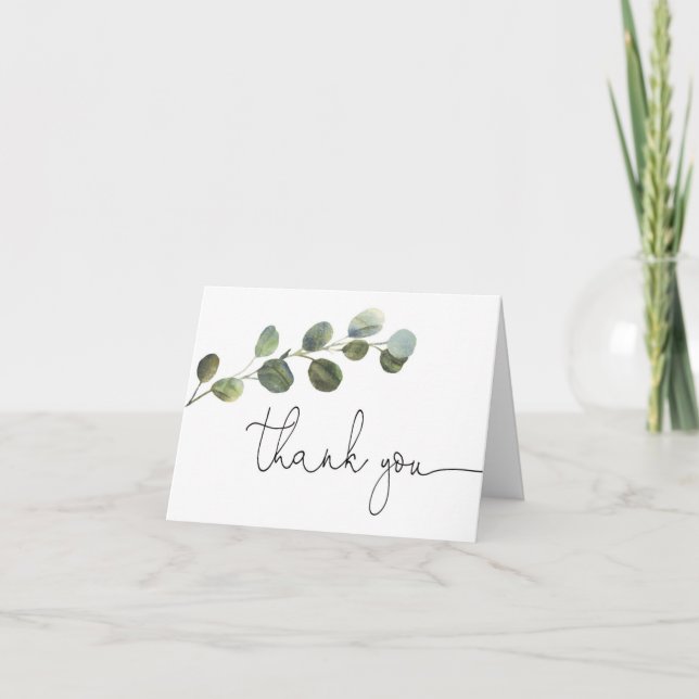 Cartão De Agradecimento Eucalipto simples preto e branco (Frente)
