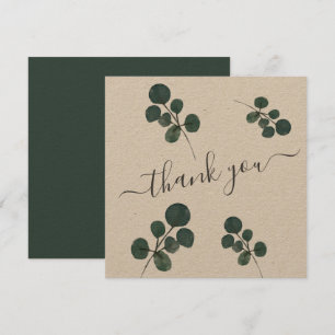 Cartão de Agradecimento Eucalipto Verde Aquarela