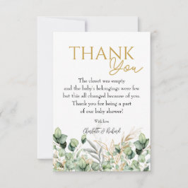 Cartão De Agradecimento Eucalipto Verde Folha Verde e Chá de fraldas Doura