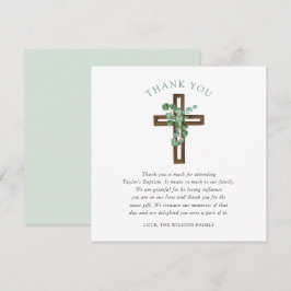 Cartão De Agradecimento Eucalyptus Cross Modern Baptism Square Obrigado