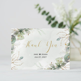 Cartão De Agradecimento Eucalyptus Deixa Casamento Verde Obrigado