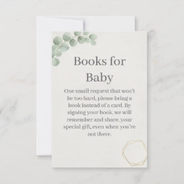 Cartão De Agradecimento Eucalyptus Gold Books for Baby Shower Insert Card