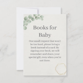 Cartão De Agradecimento Eucalyptus Gold Books for Baby Shower Insert Card