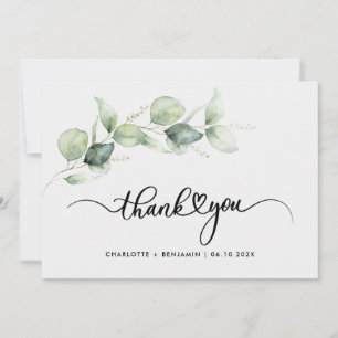 Cartão De Agradecimento Eucalyptus Green Foliage Casamento manuscrito