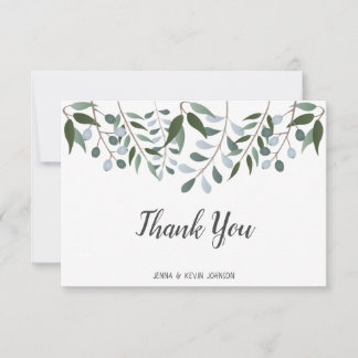 Cartão De Agradecimento Eucalyptus Greenery Floral Obrigado