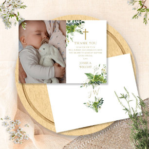 Cartão De Agradecimento Eucalyptus Greenery Foto Baptism Christening