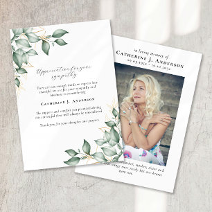 Cartão De Agradecimento Eucalyptus No Funeral De Fotografias De Memória Ad