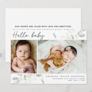 Cartão De Agradecimento Eucalyptus Photo Hello Baby