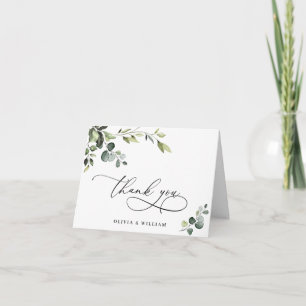 Cartão De Agradecimento Eucalyptus Watercolor Floral QR Simplesmente Elega