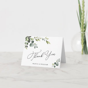 Cartão De Agradecimento Eucalyptus Watercolor Floral QR Simplesmente Elega