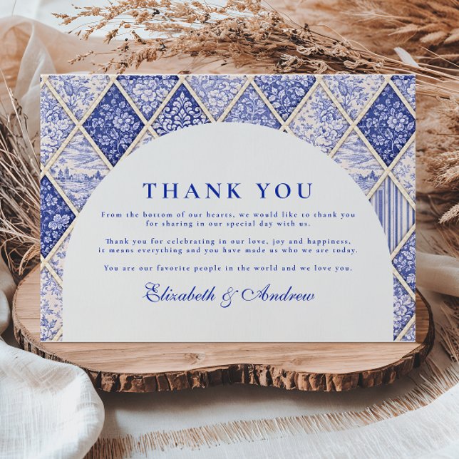 Cartão De Agradecimento European Delft Tile Wedding (Criador carregado)