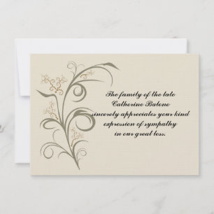 Cartão De Agradecimento Everduradouro - Bereavement - Obrigado Notecard