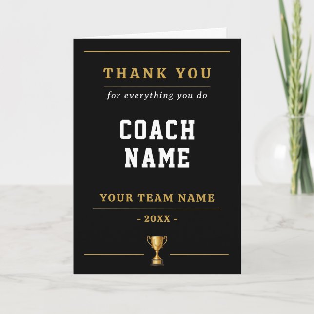 Cartão De Agradecimento Everything You Do Trophy Coach Name (Frente)