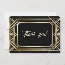 Cartão De Agradecimento Excelente Dourado Luxury Gatsby Casamento Obrigado