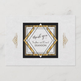 Cartão De Agradecimento Excelente Gatsby Dourado Arte Branca Casamento Obr