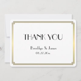 Cartão De Agradecimento Excelente redondo Gatsby Art Deco Casamento Dourad