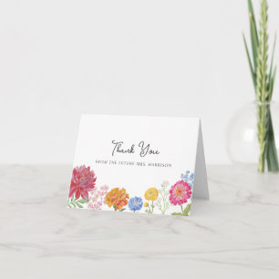 Cartão De Agradecimento Exibição de Jardim Floral Colorido no Chuveiro