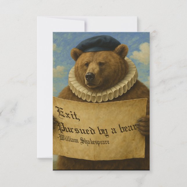 Cartão De Agradecimento Exit, pursued by a bear Shakespeare quote bear (Frente)