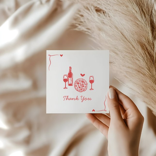 Cartão De Agradecimento Exposição de Noivas de Pizza Rústica & Vinho (Criador carregado)