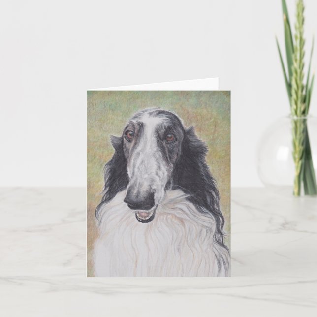 Cartão De Agradecimento Ez, o Notecard de Arte Canina Borzoi (Frente)