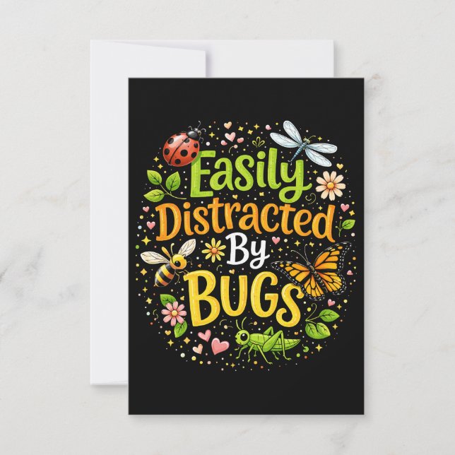 Cartão De Agradecimento Facilmente Distraído por Bugs (Frente)