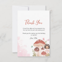 Cartão De Agradecimento Fada Aniversário, Floresta de Jardim Whimsso Encan
