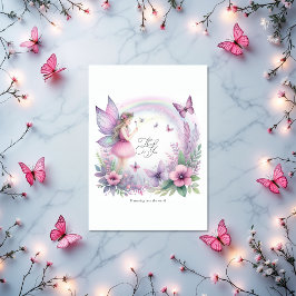 Cartão De Agradecimento Fada Borboleta Jardim Flautter Chá de fraldas