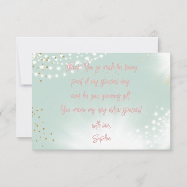 Cartão De Agradecimento Fada encantada mágica no balanço aniversário infan (Frente)