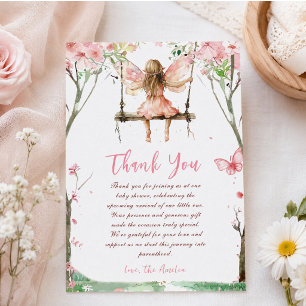 Cartão De Agradecimento Fada Primeira Aquarela primeiro aniversario Floral