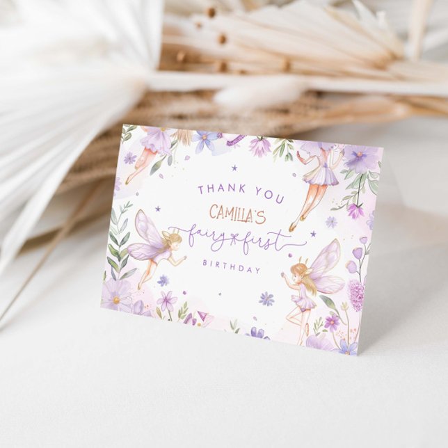 Cartão De Agradecimento Fada Primeira Festa de aniversário (Criador carregado)