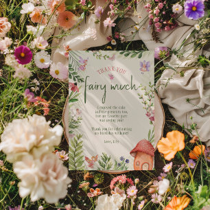 Cartão De Agradecimento Fada Primeiro Aniversário Floresta Cogumelo Aquoso