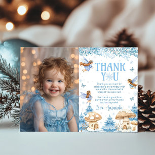 Cartão De Agradecimento Fada Winter Wonderland Birthday Photo