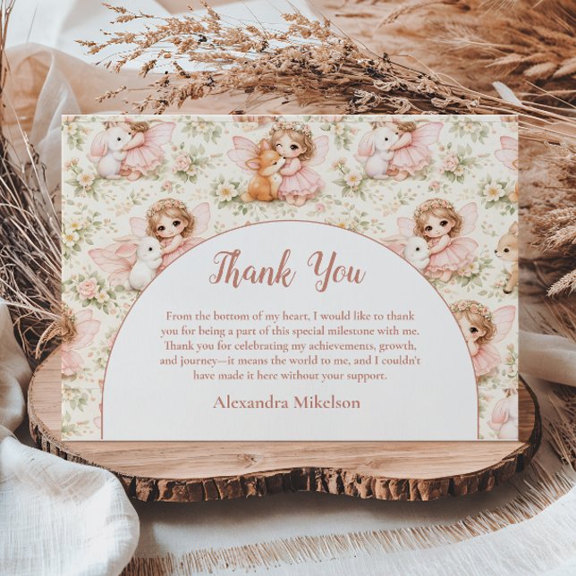 Cartão De Agradecimento Fairy 1st Birthday Enchanted Garden (Criador carregado)