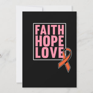 Cartão De Agradecimento Faith Hope Love Leukemia Consciência Laranja Fita